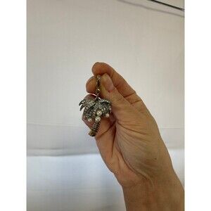 Vintage Juicy Couture Silver Gold Tone Enamel Palm Tree Charm w/ Crystal Embelli